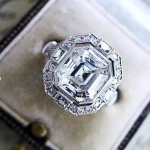 Ethnic Geometric Shaped Women Rings Wedding Engagement Luxury Low-key Female Rings Gift