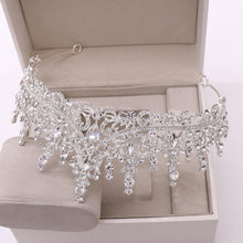 画像をギャラリービューアに読み込む, Silver Color Crystal Bridal Jewelry Sets Tiaras Crown Earrings Choker Necklace Set bj43 - www.eufashionbags.com
