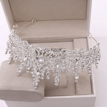 Load image into Gallery viewer, Luxury Crystal Leaves Bridal Jewelry Sets Tiaras Crowns Earrings Choker Necklace a70