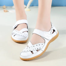 Load image into Gallery viewer, Genuine Leather Hollow Sandals Flats Loafers Summer Beach Shoes
