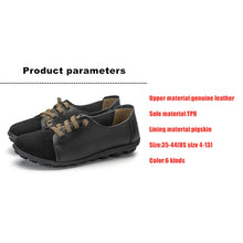 Charger l&#39;image dans la galerie, Women Genuine Leather Shoes Ballerina Lace Up Flats Loafers