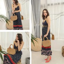 Carica l&#39;immagine nel visualizzatore di Gallery, Summer Straw Bag Women Large Handle Bag Handmade Weave Totes Bag Trendy Rattan Beach Bag