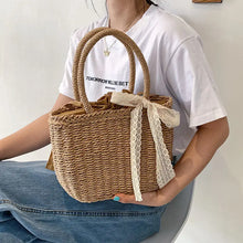 画像をギャラリービューアに読み込む, Hot Summer Lace Straw Bag Women Fashion Rattan Handle Bag Handmade Weave Handbag