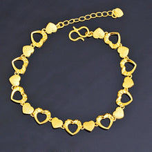 Cargar imagen en el visor de la galería, 24K Gold Filled Heart Link Bangle Bracelets for Women Fashion Party Wedding Jewelry x37