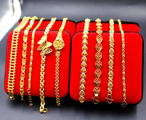 Pure Gold Color Bangle & Bracelets For Women Butterfly Heart Bracelet Fashion Wedding Jewelry