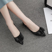 Cargar imagen en el visor de la galería, Women Flat Heel Shoes Bowknot Flats Plaid Pointed Toe Spring Summer Shoes Size 31-45