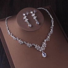 Load image into Gallery viewer, Silver Color Crystal Bridal Jewelry Sets Rhinestone Tiaras Crown Necklace Earrings bj16 - www.eufashionbags.com