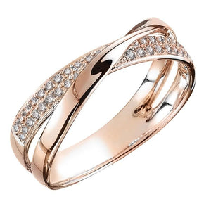 Two Tone X Shape Cross Ring for Women Wedding Trendy Jewelry Gift hr22 - www.eufashionbags.com