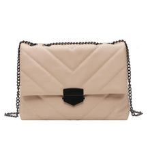 Load image into Gallery viewer, Embroidery Women Chain Flap Handbag PU Leather Crossbody Bags Striped Shoulder bag - www.eufashionbags.com