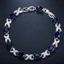 Carica l&#39;immagine nel visualizzatore di Gallery, Silver Color Cross Bracelets High Quality Round Cubic Zirconia For Women Chain Link Wedding Jewelry x17