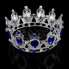 Cargar imagen en el visor de la galería, Luxury Rhinestone Round Red Princess Crystal Bridal Tiaras and Crowns Queen Diadem Wedding Jewelry Hair Accessories