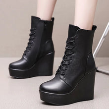 Load image into Gallery viewer, Fashion Genuine Leather Winter Boots Platform Wedges High Heel Boots x08