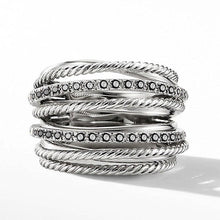 Load image into Gallery viewer, Silver Color Multiple Row Rings CZ Metallic Office Lady Fashion Jewelry hr102 - www.eufashionbags.com