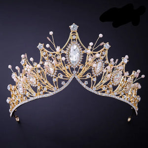 Vintage Crystal Wedding Crown Headpiece Rhinestone Diadem Queen Crown a86