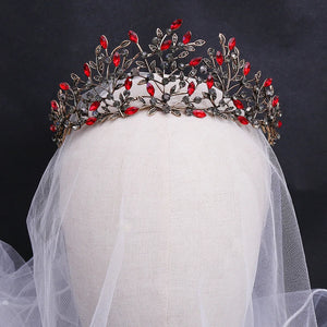 Vintage Bronze Black Wedding Hair Accessories Crystal Leaf Bridal Tiaras Crowns a52