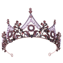 Load image into Gallery viewer, Bronze Geometric Crystal Pearl Bridal Tiara Crown Rhinestone Wedding Hair Accessories a110