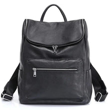 Cargar imagen en el visor de la galería, 100% Genuine Leather Large Backpack Black Travel Bag Knapsack School bag - www.eufashionbags.com