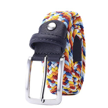 Cargar imagen en el visor de la galería, Men Women Casual Knitted Elastic Belt Pin Buckle Mixed Color Webbing Strap Woven Canvas Belts