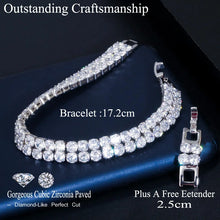Carica l&#39;immagine nel visualizzatore di Gallery, 2 Row Round Cubic Zirconia Tennis Bracelet unisex Iced Out Bling Hiphop Jewelry b29