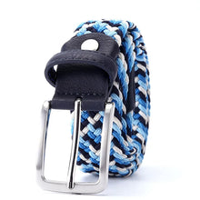 Carica l&#39;immagine nel visualizzatore di Gallery, Men Women Casual Knitted Elastic Belt Pin Buckle Mixed Color Webbing Strap Woven Canvas Belts