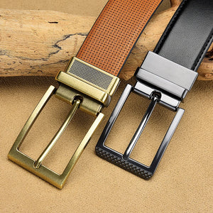 Men's Leather Reversible Belt Classic Fashion Business Dress Dot Belts With Rotated Buckle
