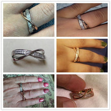 Load image into Gallery viewer, Two Tone X Shape Cross Ring for Women Wedding Trendy Jewelry Gift hr22 - www.eufashionbags.com