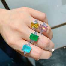 Laden Sie das Bild in den Galerie-Viewer, Paraiba Tourmaline Topaz Emerald Quartz Gemstone Adjustable Ring Women Wedding Bands Fine Jewelry x24