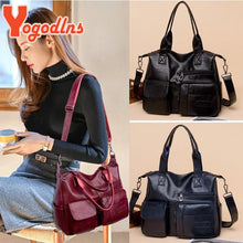 Load image into Gallery viewer, Vintage Casual Style Big Shoulder Bags for Women PU Leather Luxury Tote Handbag