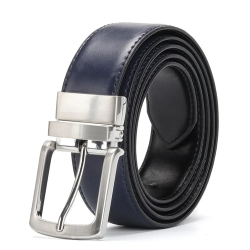 Reversible Leather Belt Men Accessories Waist Belt For Jeans Rotated Buckle Cowskin Dress Belts