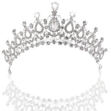 Laden Sie das Bild in den Galerie-Viewer, Fashion Crystal Wedding Jewelry Sets Women Tiara Crowns Necklace Earrings Set bj30