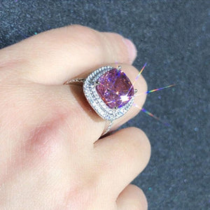 Large Women Pink Cubic Zirconia Ring for Wedding Ceremony Party Jewelry hr15 - www.eufashionbags.com
