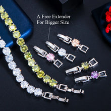 Charger l&#39;image dans la galerie, Fashion Round Cubic Zircon Chain Link Bracelets For Women b25