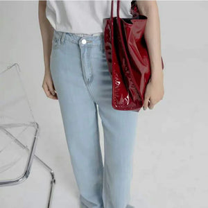 Luxury Patent Leather Tote Bag Female Large Shoulder Bag Advanced Top-handle Bag Shopping Bag