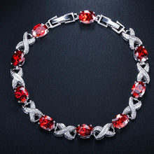 画像をギャラリービューアに読み込む, Silver Color Cross Bracelets High Quality Round Cubic Zirconia For Women Chain Link Wedding Jewelry x17