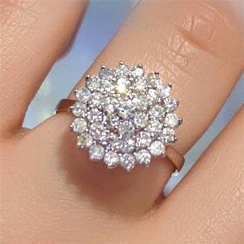 Fashion Cubic Zirconia Flower Ring for Women Proposal Rings hr206 - www.eufashionbags.com