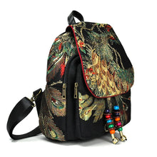Laden Sie das Bild in den Galerie-Viewer, Handmade Retro Canvas Backpack Large Women Ethnic Backpack Embroidered Knapsack w07