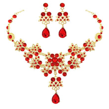 Load image into Gallery viewer, Fashion Crystal Water Drop Bridal Jewelry Sets Rhinestone Chokers Necklace Earrings Set bj22 - www.eufashionbags.com