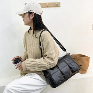 Large PU Leather Crossbody Handbag Women Quilted Shoulder Messenger Bag w12
