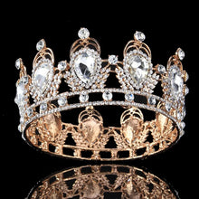 Carica l&#39;immagine nel visualizzatore di Gallery, Luxury Rhinestone Round Red Princess Crystal Bridal Tiaras and Crowns Queen Diadem Wedding Jewelry Hair Accessories