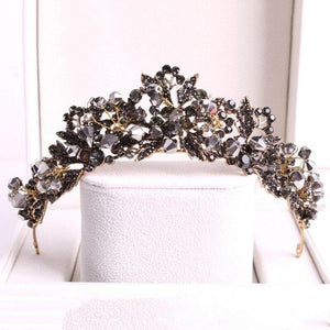 Large Black Crystal Bridal Tiaras Crowns Rhinestone Veil Tiara Headband Wedding Hair Accessories bc55 - www.eufashionbags.com
