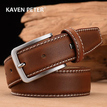画像をギャラリービューアに読み込む, Classic Vintage Pin Buckle Leather Belt Men Cow Genuine Leather Strap Belts For Men