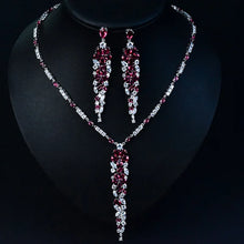 Carica l&#39;immagine nel visualizzatore di Gallery, silver plated AAA cubic zircon copper pendant with earring sets q100