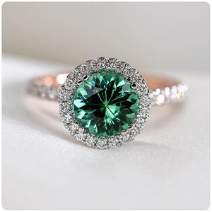 Round Green Women Wedding Rings Micro Paved Crystal Zircon Jewelry hr73 - www.eufashionbags.com