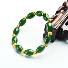 画像をギャラリービューアに読み込む, Natural Green Jade Bracelet Jades Beads Elastic Beaded Jasper Bracelets For Women and men
