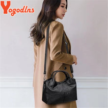 画像をギャラリービューアに読み込む, PU Leather Bag for Women Stripe Style Female Shoulder Crossbody Bags High Quality Retro big casual Purse