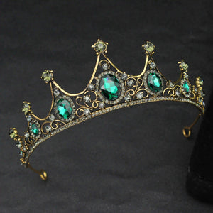 Crystal Headbands Queen Tiaras Green Crowns With Comb Wedding Hair Jewelry Accessories - www.eufashionbags.com