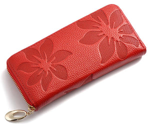 Genuine Leather Wallet For Women Credit Card Case Coin Purse Long Flower Money Bag y10 - www.eufashionbags.com