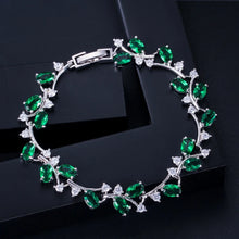 画像をギャラリービューアに読み込む, Leaf Branch Sparkling Cubic Zircon Bracelet For Women Fashion Wedding Jewelry Gift b30