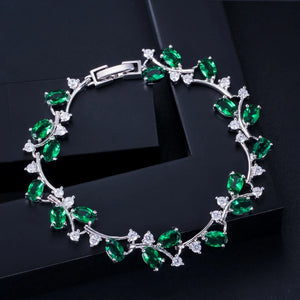 Leaf Branch Sparkling Cubic Zircon Bracelet For Women Fashion Wedding Jewelry Gift b30
