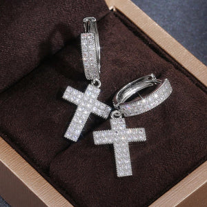 Luxury Silver Color Cross Drop Earrings for Women he208 - www.eufashionbags.com